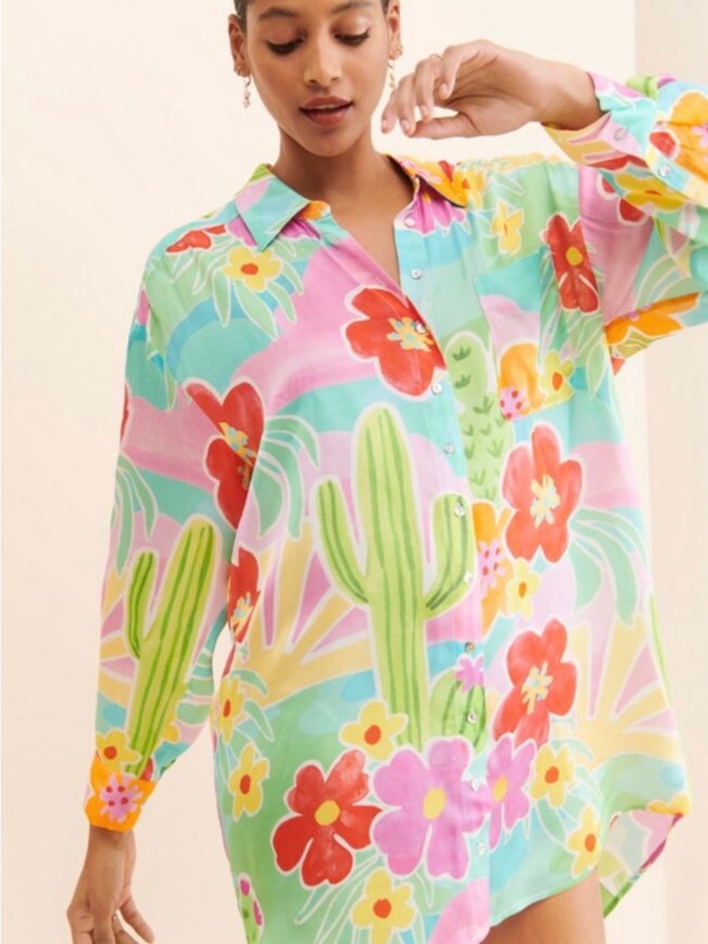 SPELL Margi Hour Shirt Dress in Multi Size Women's XS